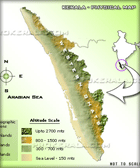Physical Map - Geographical map of Kerala, western ghats, costal areas, mid lands of Kerla