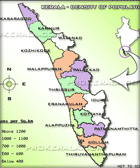 Population map - Kerala map showing districtwise population density, Kerala population map